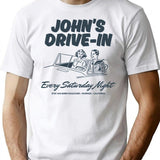 John's Drive-in T-Shirt - Retro Graphic Tee for Men & Women - White