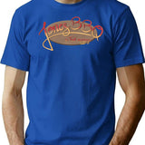Jones Bbq And Foot Massage T-Shirt - Retro Graphic Tee for Men & Women - Blue