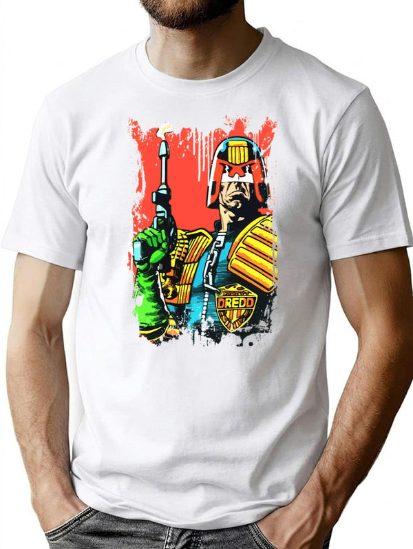Judge Dredd Comic Funny Gift Essential . T-Shirt - White