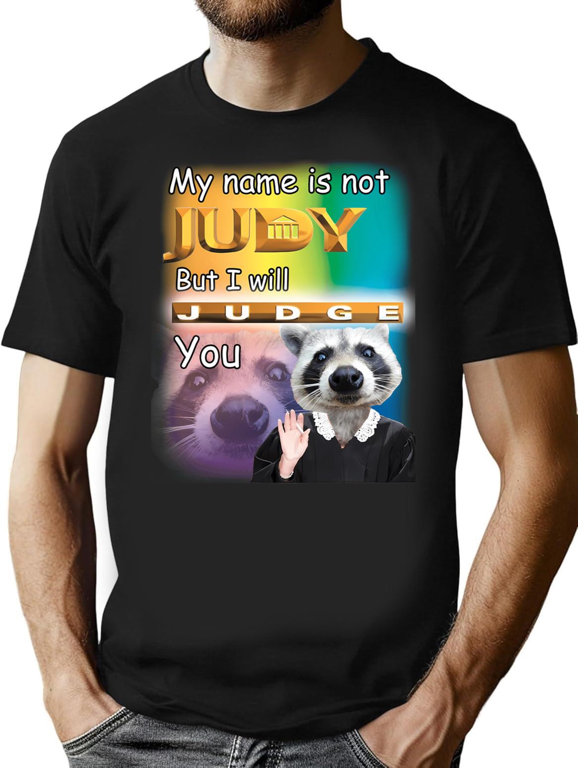 Judging You Raccoon Shirt T-Shirt - Retro Graphic Tee for Men & Women - Black