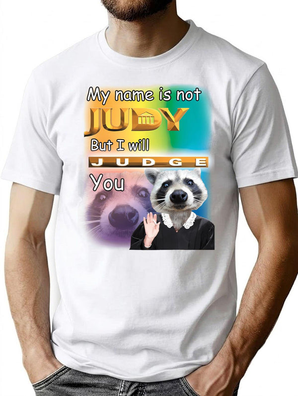 Judging You Raccoon Shirt T-Shirt - Retro Graphic Tee for Men & Women - White