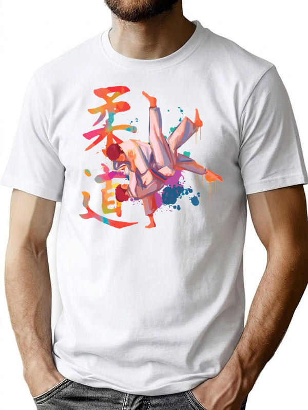 Judo T-Shirt - Retro Graphic Tee for Men & Women - White