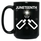 Juneteenth Broken Chains Towards Freedom Black Coffee Mug