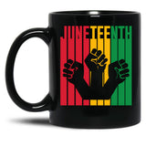 Juneteenth Power Fists Black Coffee Mug