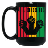 Juneteenth Power Fists Black Coffee Mug