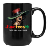 Juneteenth Mugs Women Celebrating-Black Freedom Day 1865 Black Coffee Mug - Black