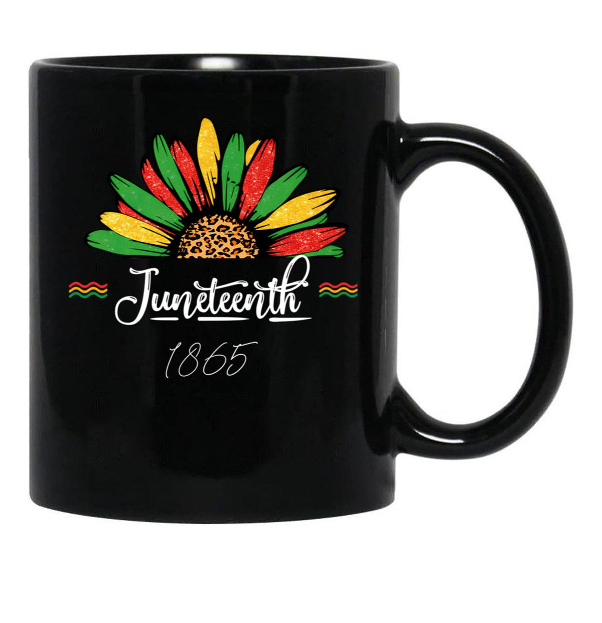 Juneteenth Sunflower Black Coffee Mug - Black