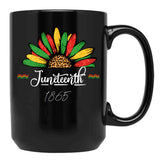 Juneteenth Sunflower Black Coffee Mug - Black