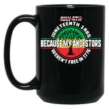 Juneteenth Tree Independence Freedom Day Black Coffee Mug