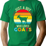Just A Boy Who Loves Goats - Retro Vintage Funny Goat Lovers Gift T-Shirt - Green