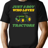 Just A Boy Who Loves Tractors Gifts For Tractors Lovers T-Shirt - Black