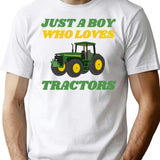 Just A Boy Who Loves Tractors Gifts For Tractors Lovers T-Shirt - White