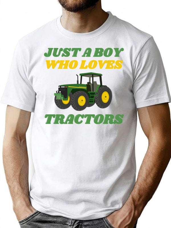 Just A Boy Who Loves Tractors Gifts For Tractors Lovers T-Shirt - White