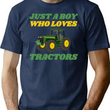 Just A Boy Who Loves Tractors Gifts For Tractors Lovers T-Shirt - Navy