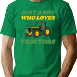 Just A Boy Who Loves Tractors Gifts For Tractors Lovers T-Shirt - Green