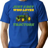 Just A Boy Who Loves Tractors Gifts For Tractors Lovers T-Shirt - Blue