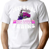 Just A Girl Who Loves Trains Funny Locomotives Cool Girls T-Shirt - White
