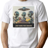Just Here For Snacks T-Shirt - Retro Graphic Tee for Men & Women - White
