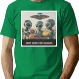 Just Here For Snacks T-Shirt - Retro Graphic Tee for Men & Women - Green