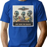 Just Here For Snacks T-Shirt - Retro Graphic Tee for Men & Women - Blue