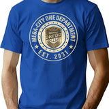 Justice Department Emblem Worn T-Shirt for Men & Women, T-Shirts Graphic Tee - Blue