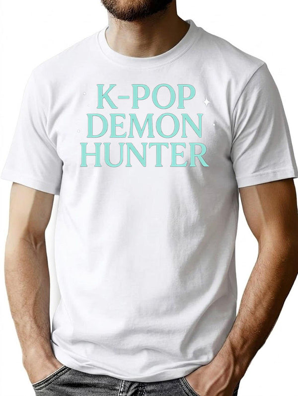 K-Pop Demon Hunter Aesthetic Neon Design T-Shirt for Men & Women, T-Shirts Graphic Tee - White
