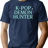 K-Pop Demon Hunter Aesthetic Neon Design T-Shirt for Men & Women, T-Shirts Graphic Tee - Navy
