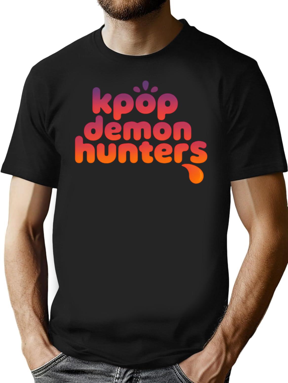 K-Pop Demon Hunter Idol Neon Fantasy Poster T-Shirt for Men & Women, T-Shirts Graphic Tee - Black