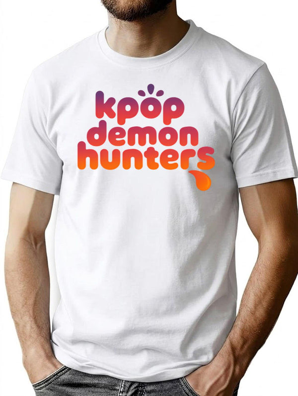 K-Pop Demon Hunter Idol Neon Fantasy Poster T-Shirt for Men & Women, T-Shirts Graphic Tee - White