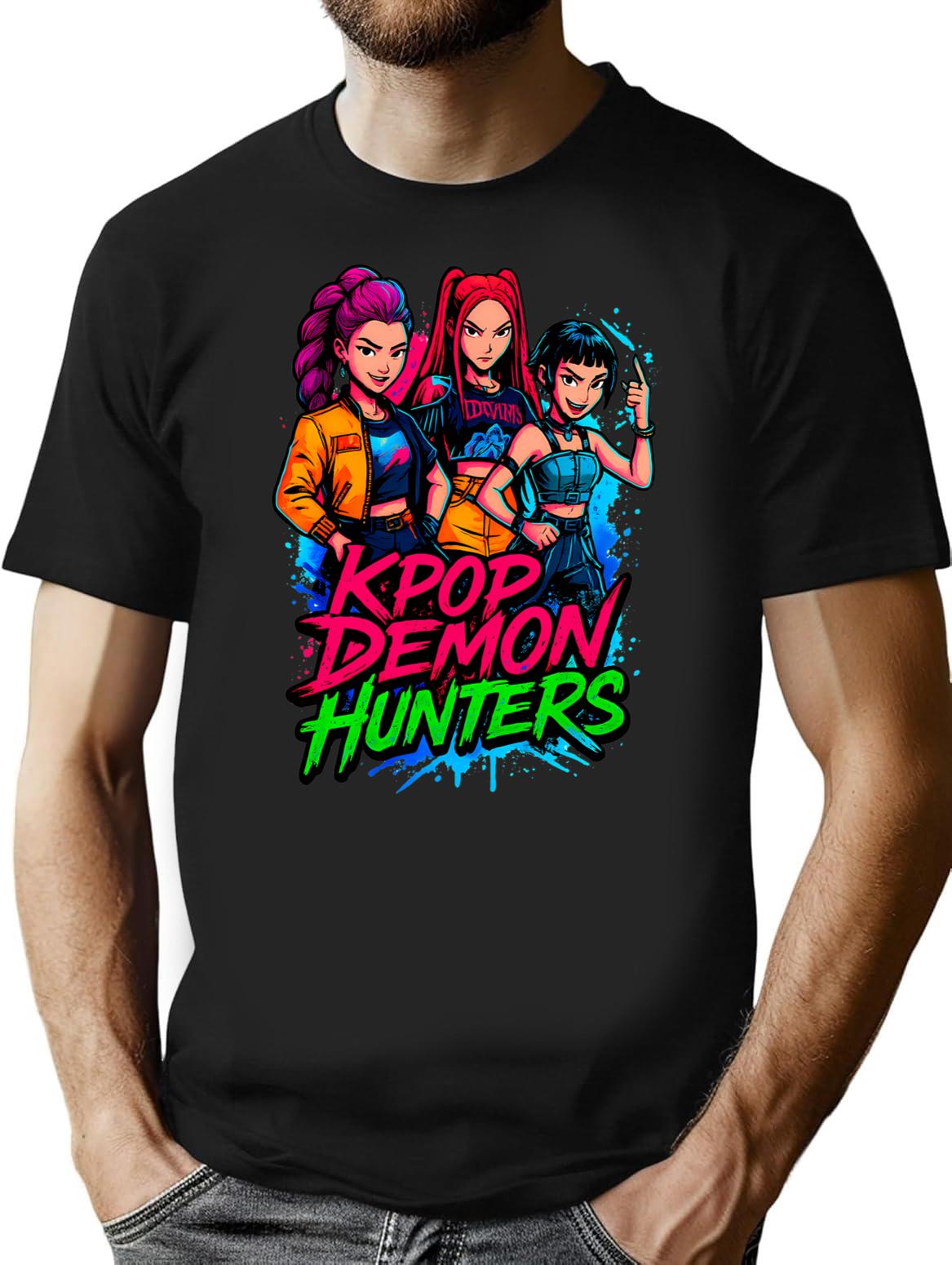 K-Pop Demon Hunters Art - 2 T-Shirt for Men & Women, T-Shirts Graphic Tee - Black