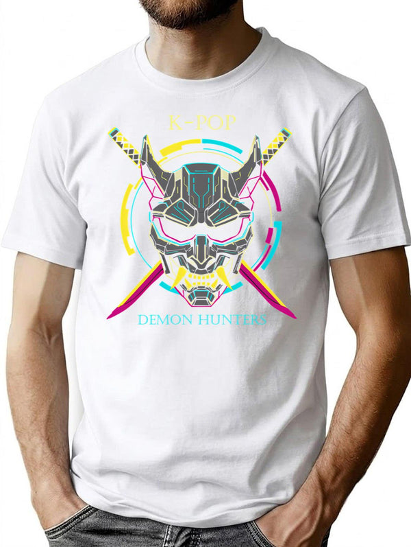 K-Pop Demon Hunters Cyber-Unit Combat Digital Demons T-Shirt for Men & Women, T-Shirts Graphic Tee - White
