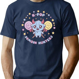 K-Pop Demon Hunters Kawaii Monster Patrol T-Shirt for Men & Women, T-Shirts Graphic Tee - Navy