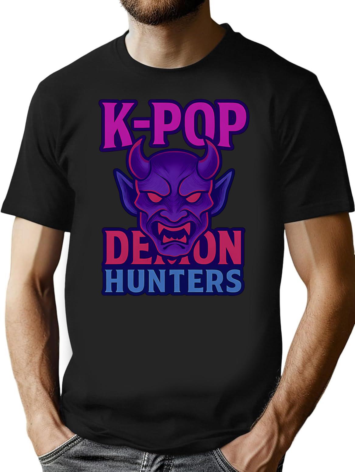 K-Pop Demon Hunters Mask Emblem No Outline Sticker T-Shirt for Men & Women, T-Shirts Graphic Tee - Black