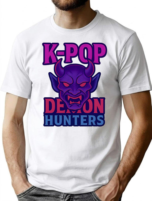 K-Pop Demon Hunters Mask Emblem No Outline Sticker T-Shirt for Men & Women, T-Shirts Graphic Tee - White