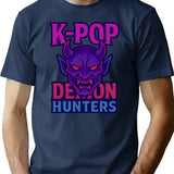 K-Pop Demon Hunters Mask Emblem No Outline Sticker T-Shirt for Men & Women, T-Shirts Graphic Tee - Navy