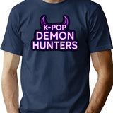 K-Pop Demon Hunters Minimalist Demonic Emblem T-Shirt for Men & Women, T-Shirts Graphic Tee - Navy