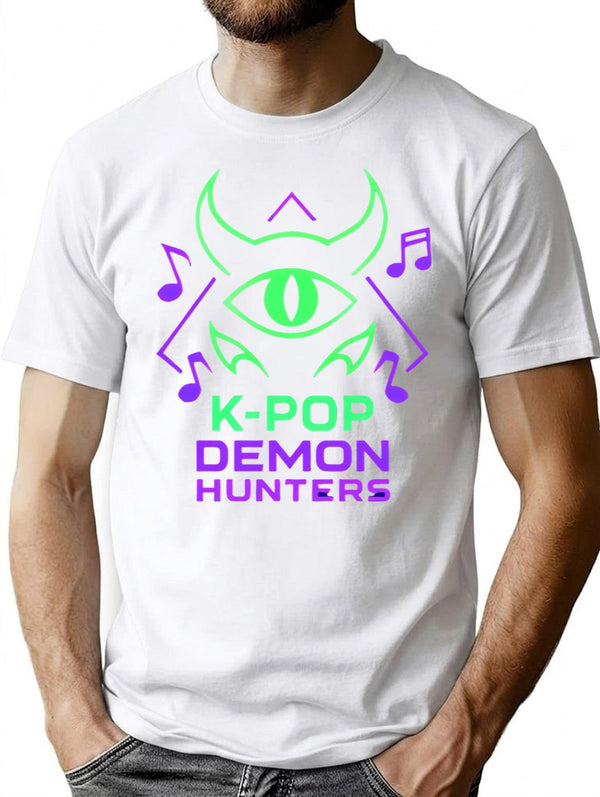 K-Pop Demon Hunters Mystic Eye Emblem T-Shirt for Men & Women, T-Shirts Graphic Tee - White