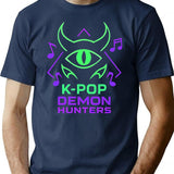 K-Pop Demon Hunters Mystic Eye Emblem T-Shirt for Men & Women, T-Shirts Graphic Tee - Navy