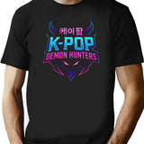 K-Pop Demon Hunters Neon Emblem T-Shirt for Men & Women, T-Shirts Graphic Tee - Black