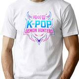 K-Pop Demon Hunters Neon Emblem T-Shirt for Men & Women, T-Shirts Graphic Tee - White