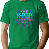 K-Pop Demon Hunters Neon Emblem T-Shirt for Men & Women, T-Shirts Graphic Tee - Green