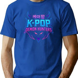 K-Pop Demon Hunters Neon Emblem T-Shirt for Men & Women, T-Shirts Graphic Tee - Blue