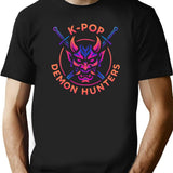 K-Pop Demon Hunters Neon Glow Emblem - Urban Fantasy Style T-Shirt for Men & Women, T-Shirts Graphic Tee - Black