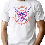 K-Pop Demon Hunters Neon Glow Emblem - Urban Fantasy Style T-Shirt for Men & Women, T-Shirts Graphic Tee - White