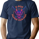K-Pop Demon Hunters Neon Glow Emblem - Urban Fantasy Style T-Shirt for Men & Women, T-Shirts Graphic Tee - Navy