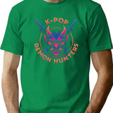 K-Pop Demon Hunters Neon Glow Emblem - Urban Fantasy Style T-Shirt for Men & Women, T-Shirts Graphic Tee - Green