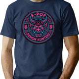 K-Pop Demon Hunters Neon Guardian Emblem T-Shirt for Men & Women, T-Shirts Graphic Tee - Navy