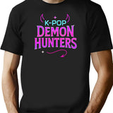 K-Pop Demon Hunters Neon Horns Tail The Vibe Of The Hunt Logo Design T-Shirt for Men & Women, T-Shirts Graphic Tee - Black