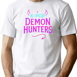 K-Pop Demon Hunters Neon Horns Tail The Vibe Of The Hunt Logo Design T-Shirt for Men & Women, T-Shirts Graphic Tee - White