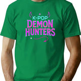 K-Pop Demon Hunters Neon Horns Tail The Vibe Of The Hunt Logo Design T-Shirt for Men & Women, T-Shirts Graphic Tee - Green